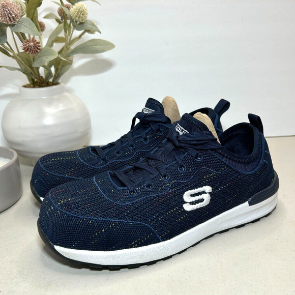 Skechers Bulklin Balran Safety Toe Work Sneakers Navy/White 108033 Women's 7.5/8 - Picture 4 of 10